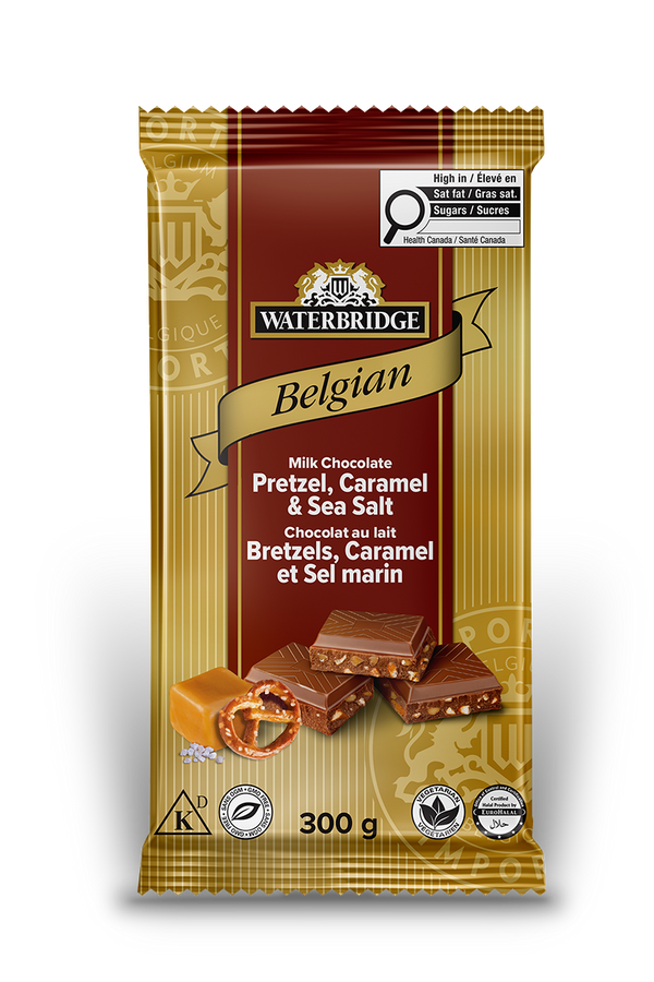 Belgian Milk Chocolate Pretzel and Caramel Sea Salt Bar 300g