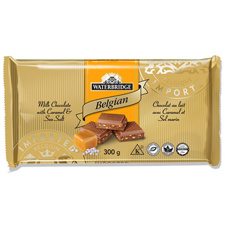 Belgian Milk Chocolate and Caramel Sea Salt 300g Bar Image